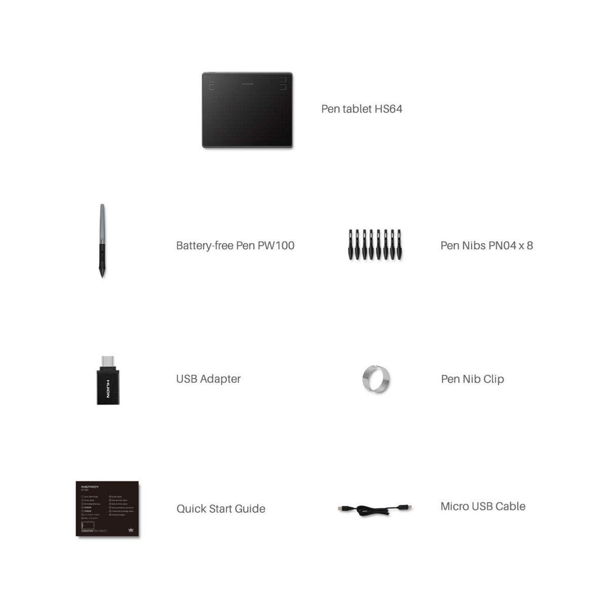 HUION HS64 Graphics Drawing Tablet Battery-Free Stylus Android Windows macOS with 6.3 x 4 inch Working Area Pen Tablet for Linux, Mac, Windows PC and Android (HS64, 6.3 x 4 inch), Black — 8