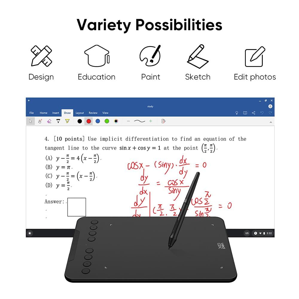 XP-Pen Deco01 V2 Digital Graphics Drawing Pen Tablet (10"(25cm) x 6.25"(15.8cm), 8192 Levels of Pressure Sensitivity, Battery-Free Passive Stylus, Black) - Image 5