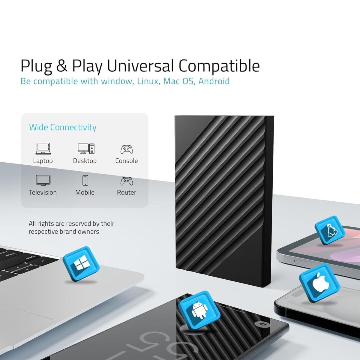500GB Portable External Hard Drive USB 3.0, High Speed Data Transfers, Supports Windows, Linux and Mac OS Systems, Compatible with, PlayStations, TV, and Other Devices. — 8