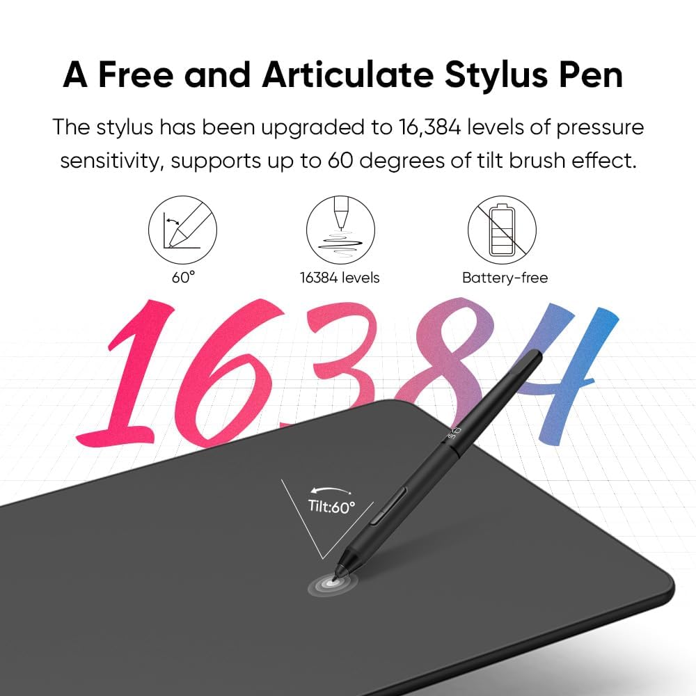 XP-Pen Deco01 V2 Digital Graphics Drawing Pen Tablet (10"(25cm) x 6.25"(15.8cm), 8192 Levels of Pressure Sensitivity, Battery-Free Passive Stylus, Black) - Image 8