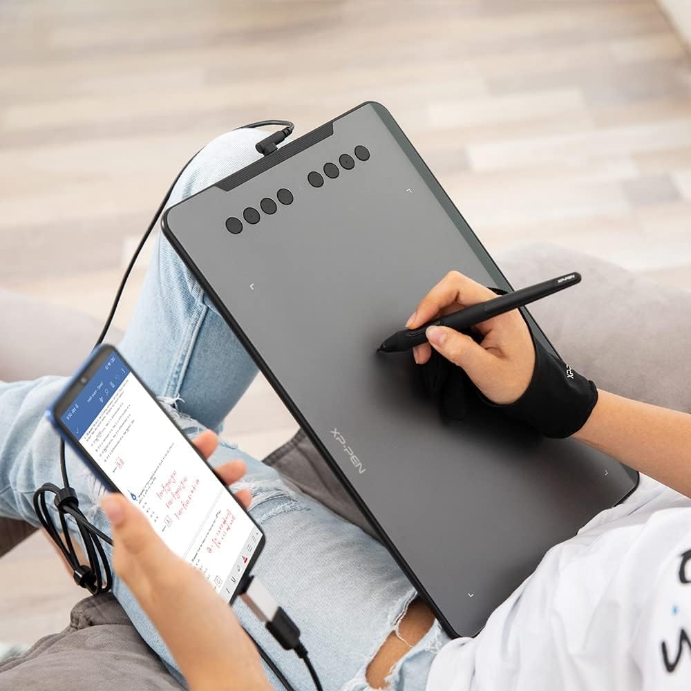 XP-Pen Deco01 V2 Digital Graphics Drawing Pen Tablet (10"(25cm) x 6.25"(15.8cm), 8192 Levels of Pressure Sensitivity, Battery-Free Passive Stylus, Black) - Image 6