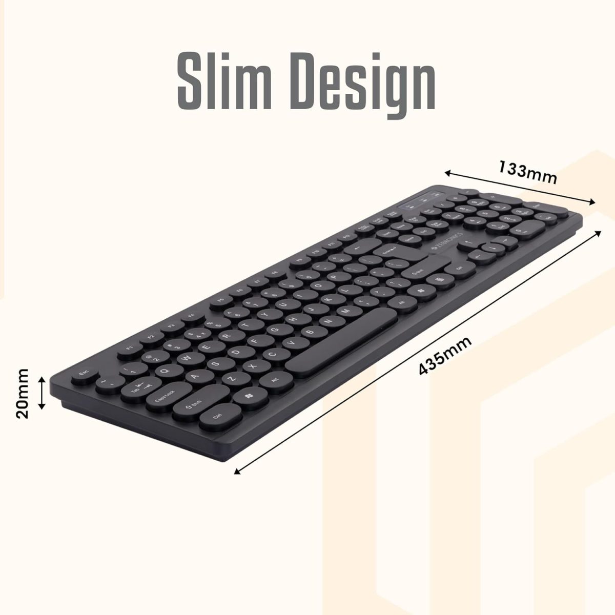 Zebronics K24 Wired USB Keyboard, 104 Keys, Long Life 8 Million Keystrokes, Silent & Comfortable Use, Slim Design, Retractable Stand, 1.5 Meter Textured Cable, UV Coated keycaps — 2