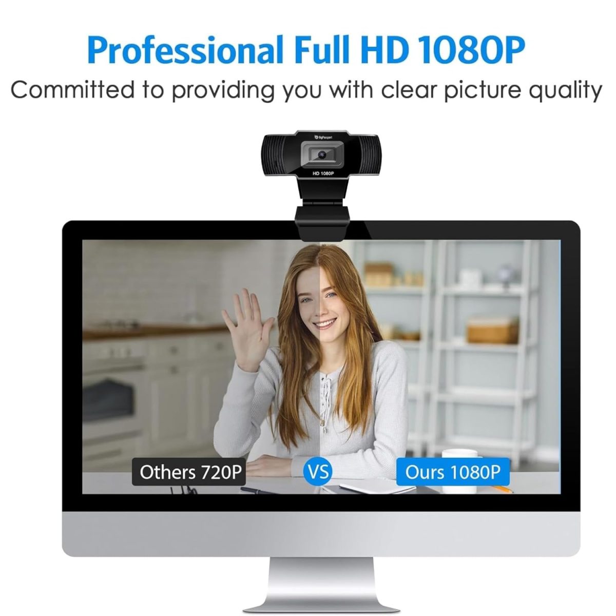 BigPassport 1080P/30FPS Ultra HD Webcam with Mic | 5P Lens USB Camera for Laptop, Desktop, PC | Face Detection, Skype, Zoom, Online Meetings, Classes – Pro-Live N3 — 5