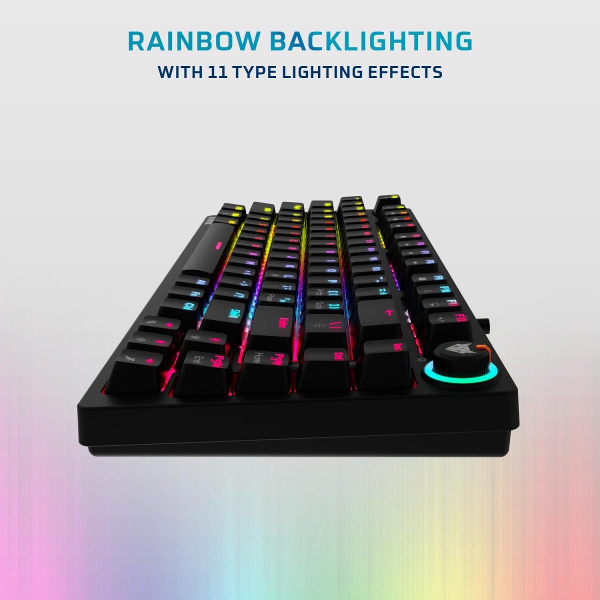 EvoFox Katana X2 TKL Mechanical Gaming Keyboard | 3‑Pin Replaceable Clicky Blue Switches, Dynamic Backlighting, All Keys Anti‑Ghosting, Volume Knob, Copilot, Xbox Gamebar, Screenshot & More (Black) — 7