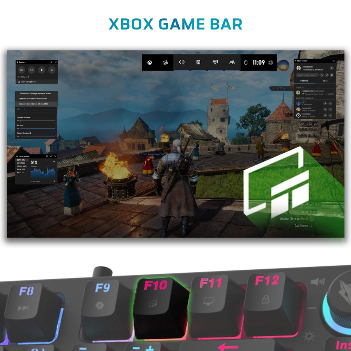 EvoFox Katana X2 TKL Mechanical Gaming Keyboard | 3‑Pin Replaceable Clicky Blue Switches, Dynamic Backlighting, All Keys Anti‑Ghosting, Volume Knob, Copilot, Xbox Gamebar, Screenshot & More (Black) — 8
