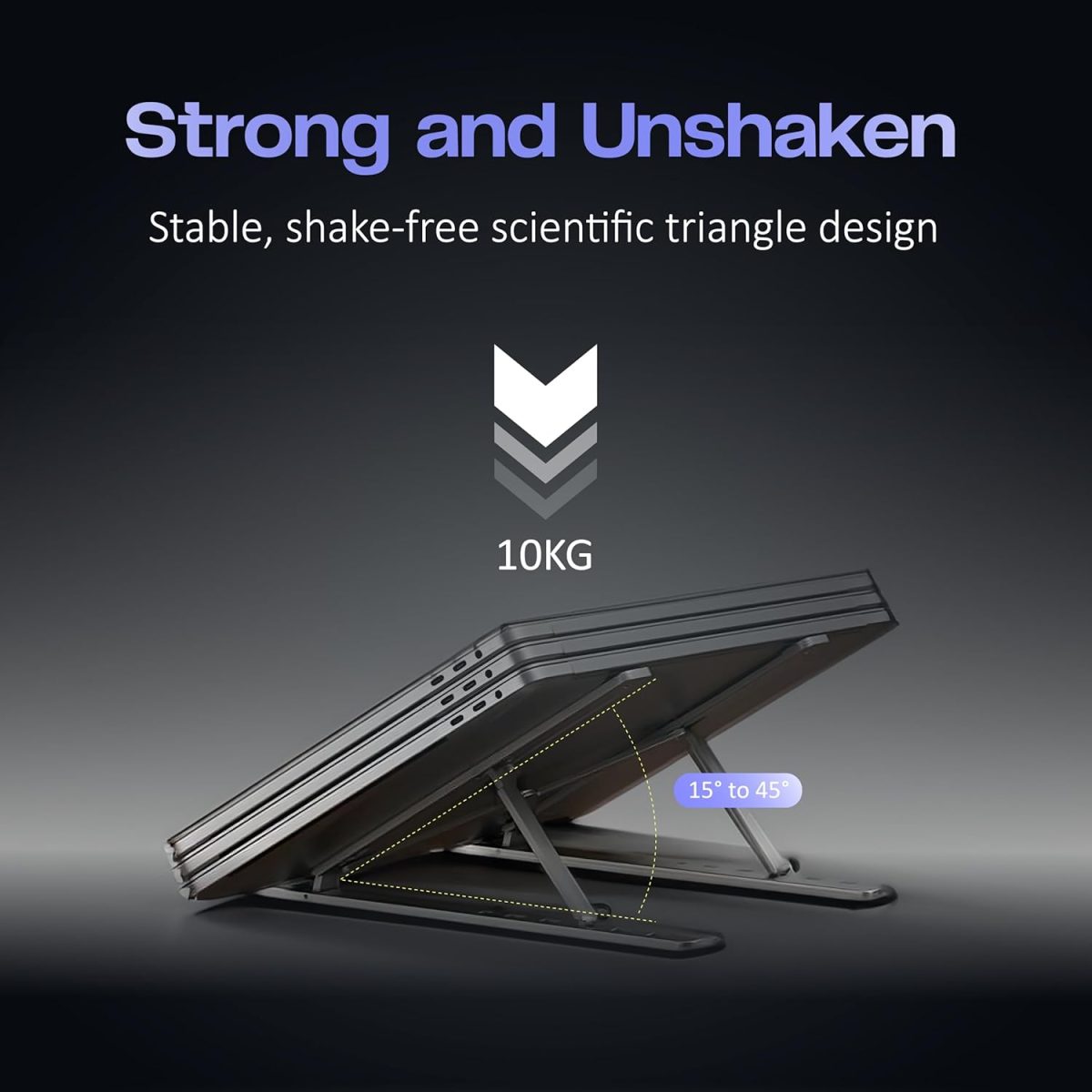 Tygot 6 Angles Adjustable Aluminum Ergonomic Foldable Portable Tabletop Laptop/Desktop Riser Stand Holder Compatible for MacBook, HP, Dell, Lenovo & All Other Notebook (Grey) — 6