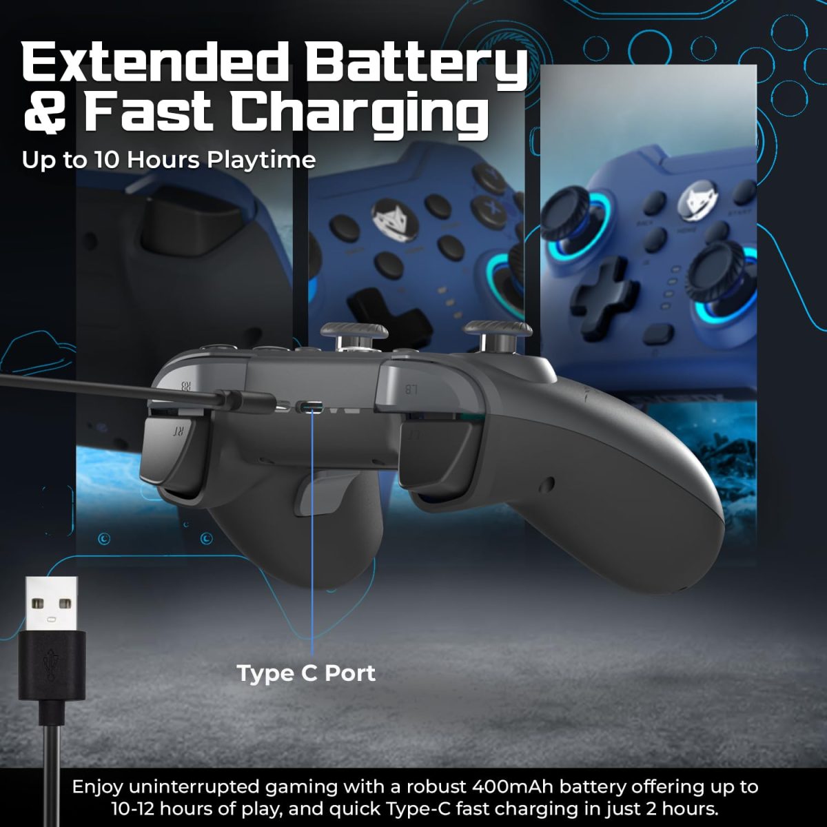 EvoFox Elite X2 Wireless Gaming Controller For PC with 1000Hz Polling Rate, Dual-Mode (2.4G & Type C), Hallsense™ Magnetic Hall 3D Joysticks & Triggers, EZ Click Macros, Dual Vibration Motors(Grey) — 4