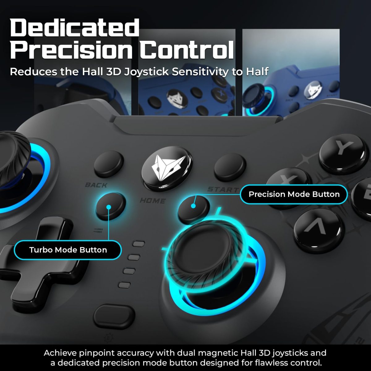 EvoFox Elite X2 Wireless Gaming Controller For PC with 1000Hz Polling Rate, Dual-Mode (2.4G & Type C), Hallsense™ Magnetic Hall 3D Joysticks & Triggers, EZ Click Macros, Dual Vibration Motors(Grey) — 3