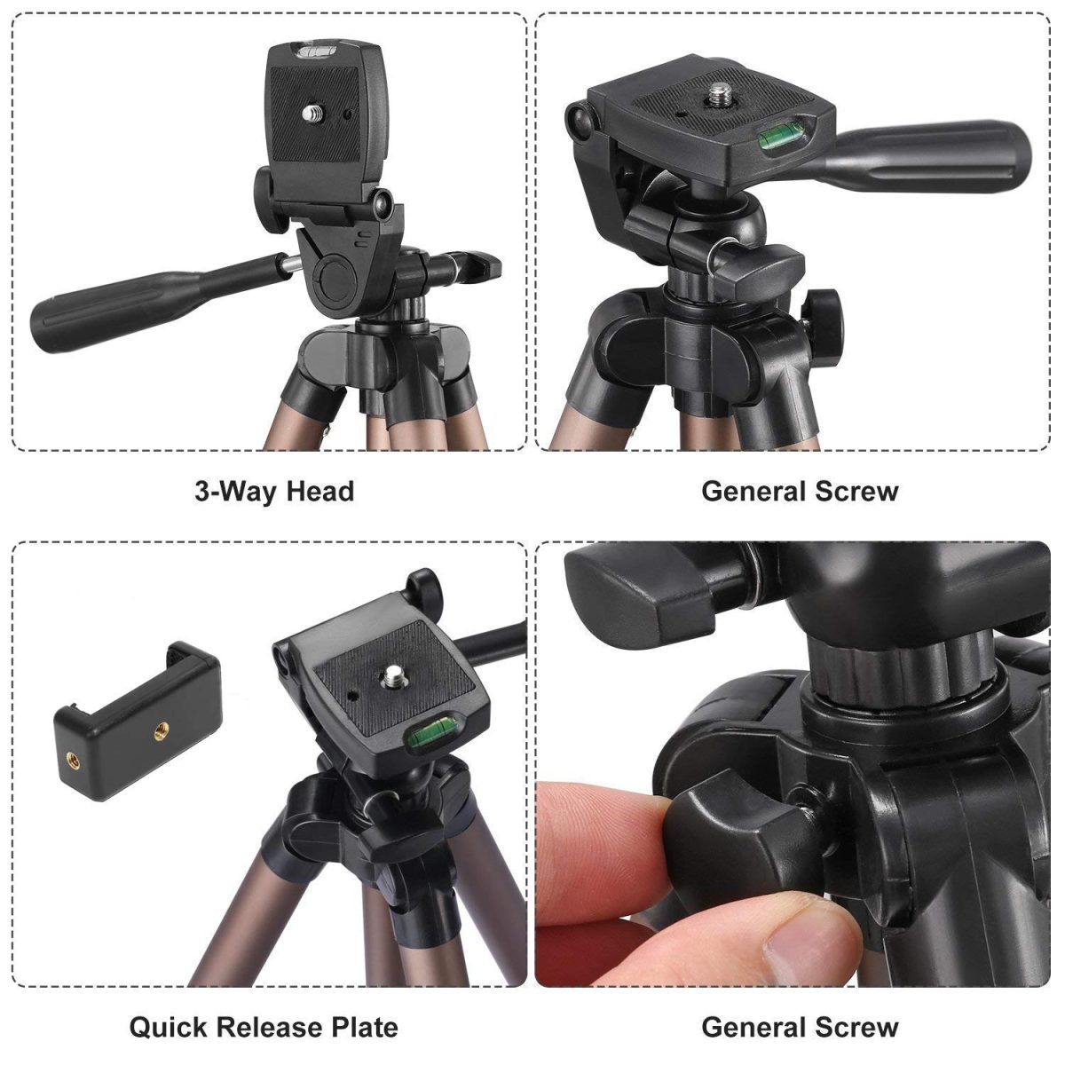 Syvo WT 3130 Aluminum Tripod (133CM), Universal Lightweight Tripod with Mobile Phone Holder Mount & Carry Bag for All Smart Phones, Gopro, Cameras — 5