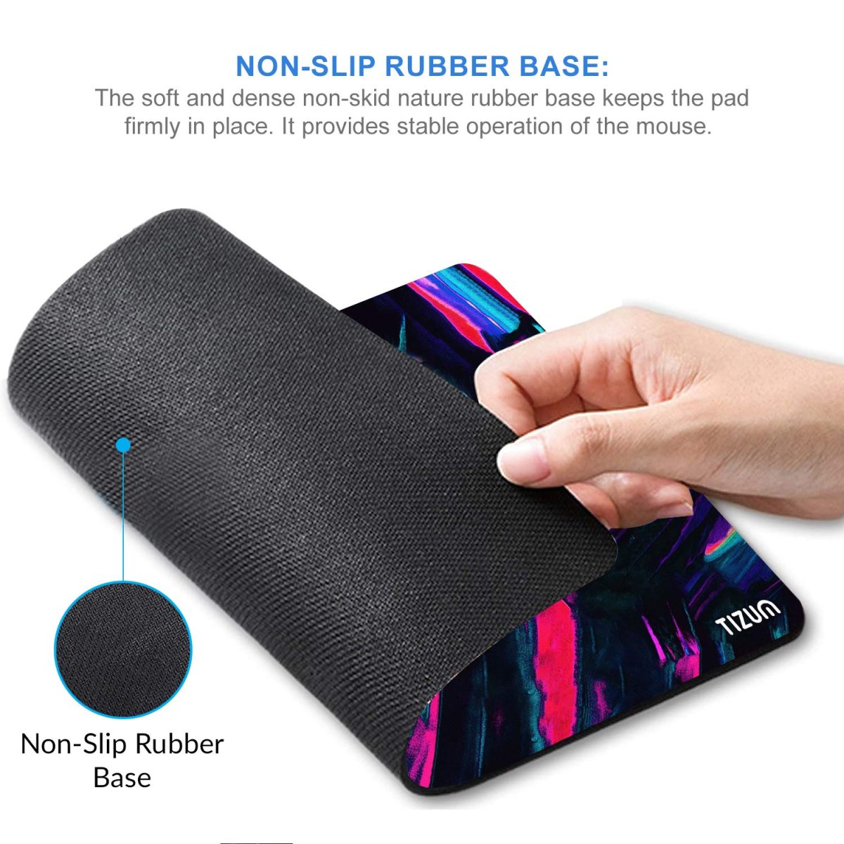 Tizum Mouse Pad Computer Mouse Mat with Anti-Slip Rubber Base & Smooth Mouse Control with Spill-Resistant Surface for Laptop, Notebook, MacBook Pro, Gaming Computer (9.4*7.9 Inches), Beta (Multicolor) — 4