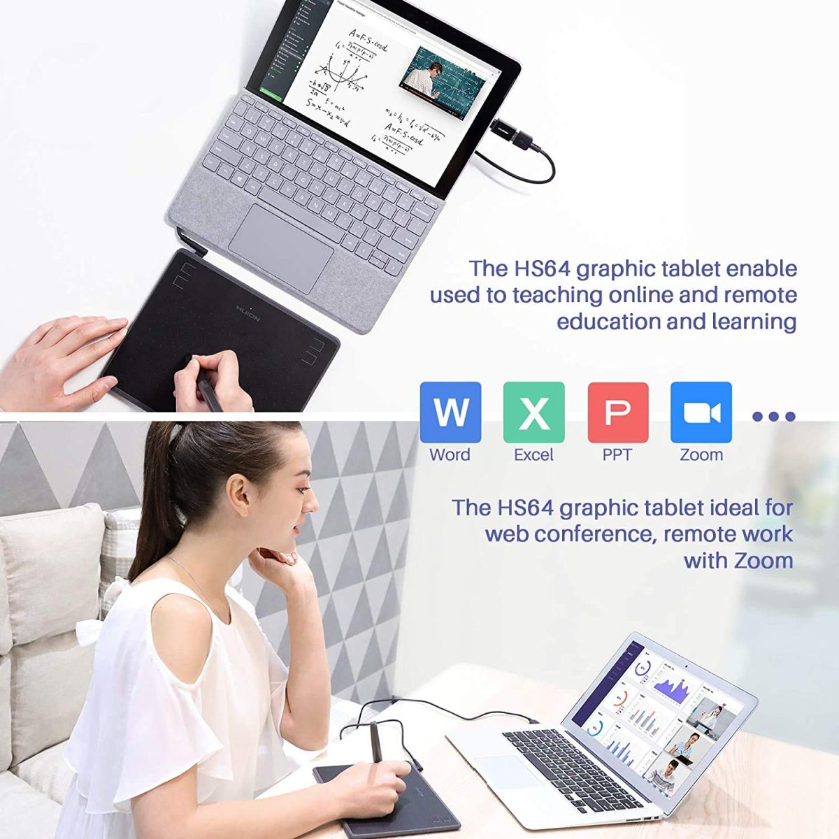 HUION HS64 Graphics Drawing Tablet Battery-Free Stylus Android Windows macOS with 6.3 x 4 inch Working Area Pen Tablet for Linux, Mac, Windows PC and Android (HS64, 6.3 x 4 inch), Black — 7