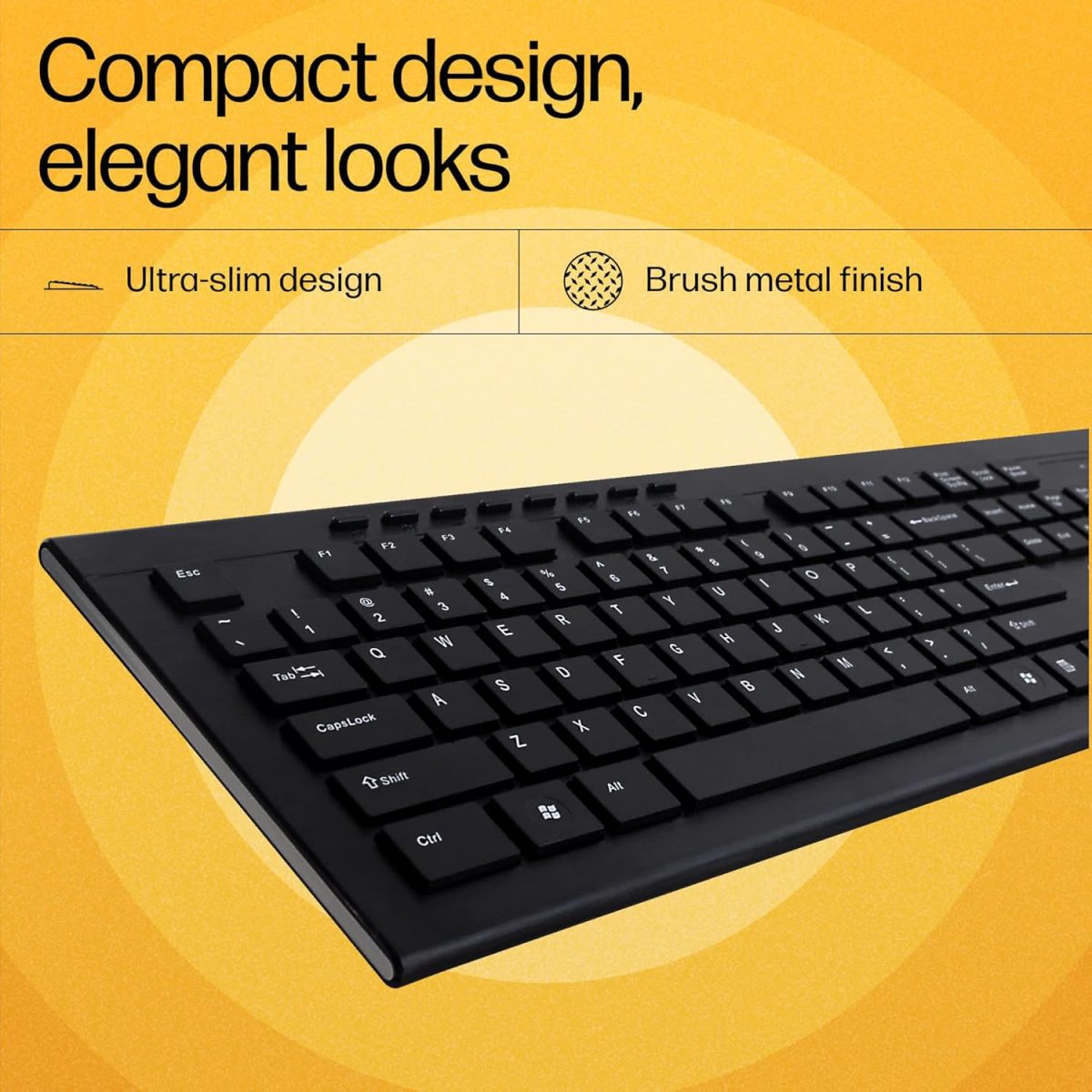 HP USB Wireless/Cordless Spill Resistance Keyboard and Mouse Combo/2.4G Wireless Technology with 10m Working Range (4SC12PA), Black — 2