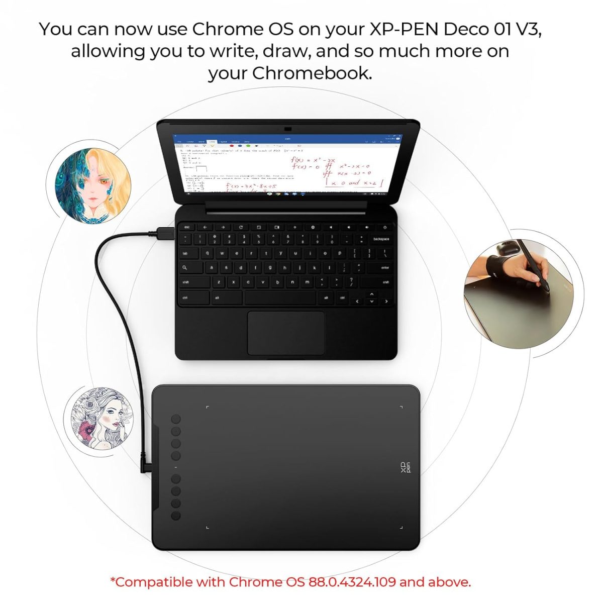 XP-Pen Deco01 V2 Digital Graphics Drawing Pen Tablet (10"(25cm) x 6.25"(15.8cm), 8192 Levels of Pressure Sensitivity, Battery-Free Passive Stylus, Black) — 11