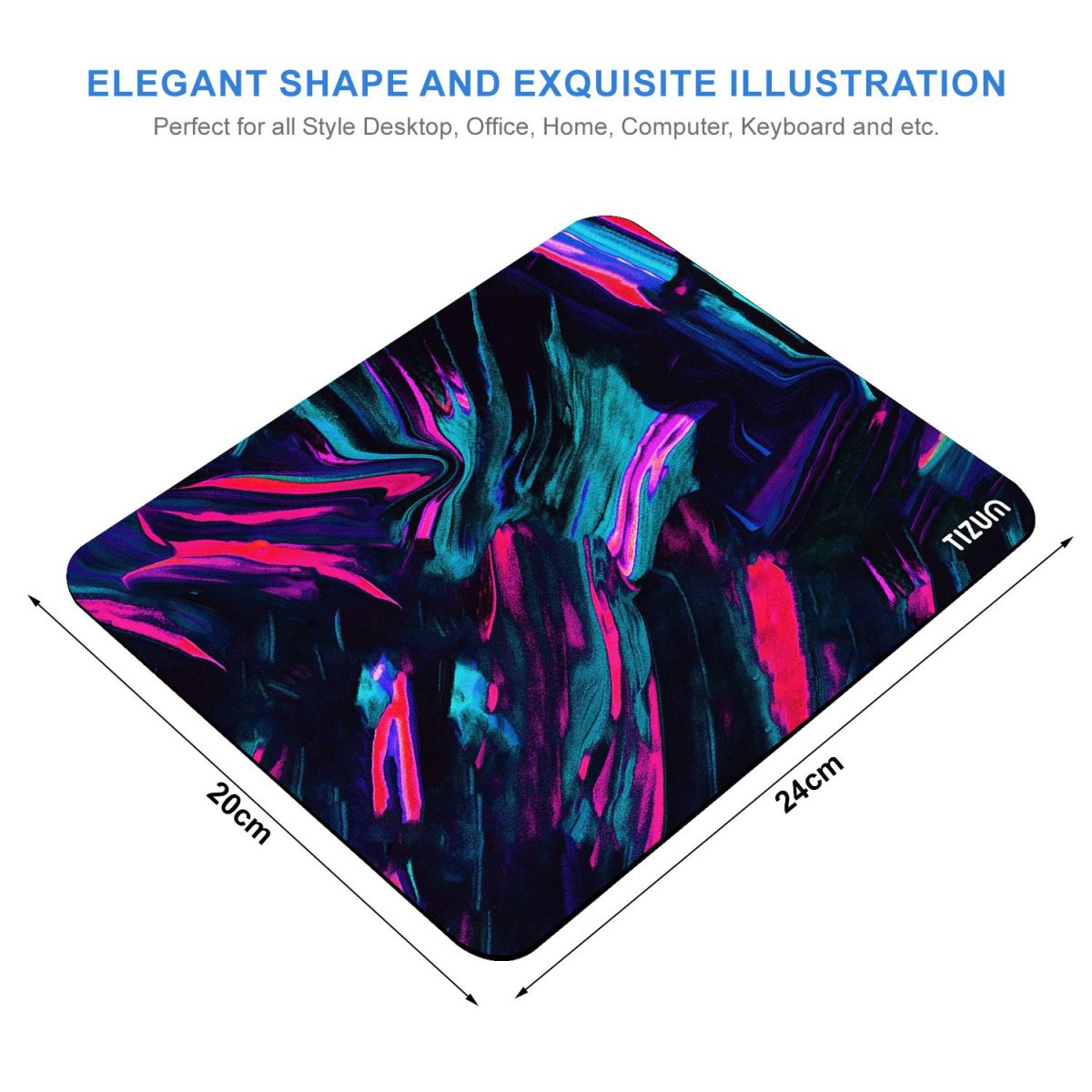 Tizum Mouse Pad Computer Mouse Mat with Anti-Slip Rubber Base & Smooth Mouse Control with Spill-Resistant Surface for Laptop, Notebook, MacBook Pro, Gaming Computer (9.4*7.9 Inches), Beta (Multicolor) — 3
