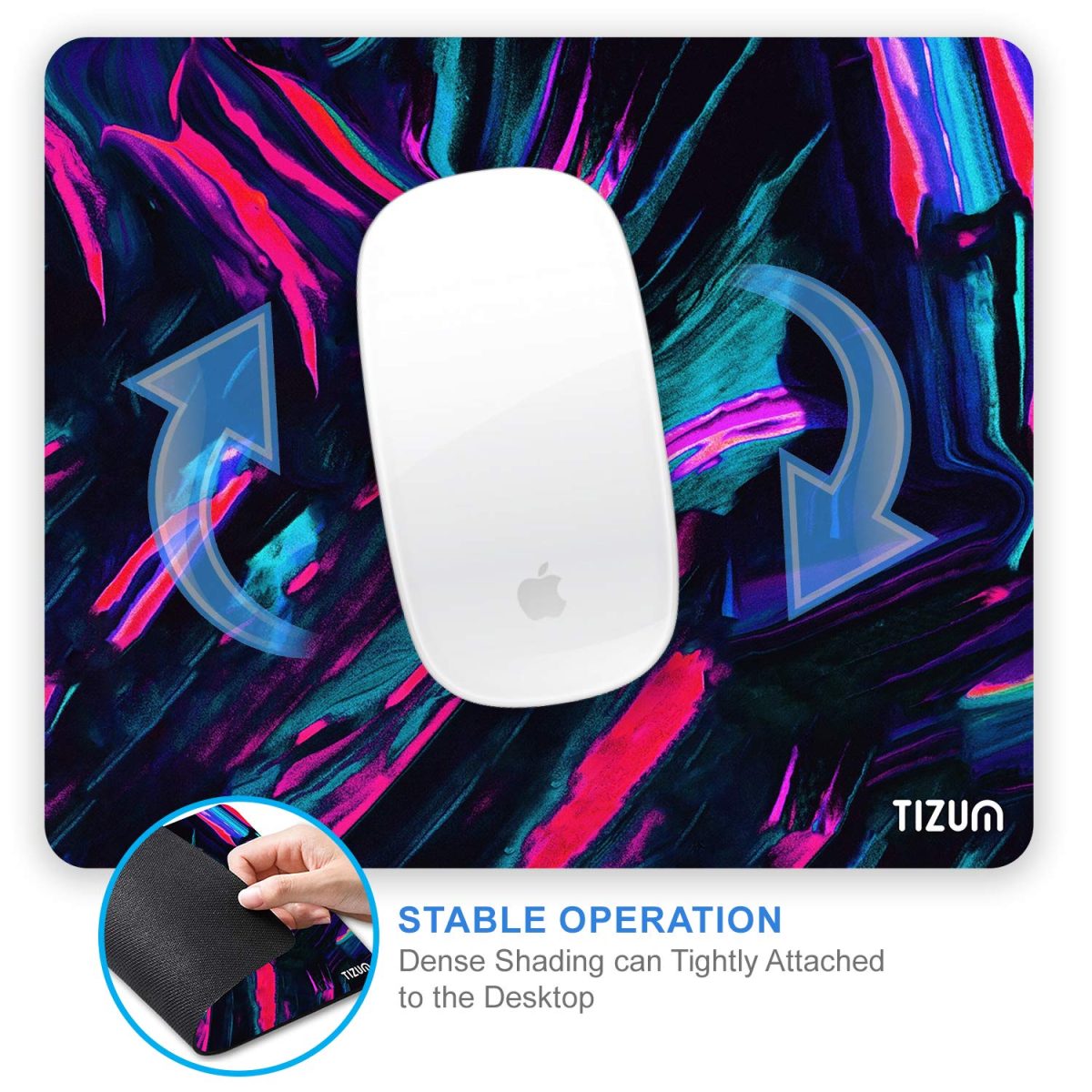 Tizum Mouse Pad Computer Mouse Mat with Anti-Slip Rubber Base & Smooth Mouse Control with Spill-Resistant Surface for Laptop, Notebook, MacBook Pro, Gaming Computer (9.4*7.9 Inches), Beta (Multicolor) — 6
