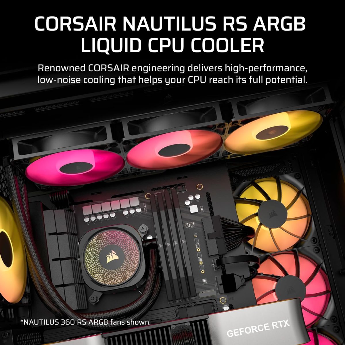 CORSAIR Nautilus 240 RS ARGB Liquid CPU Cooler – RS120 ARGB Fans – Fits Intel® LGA 1851, AMD® AM5/AM4 – Simple Daisy-Chain Connections - Direct Motherboard Connection - Black — 10