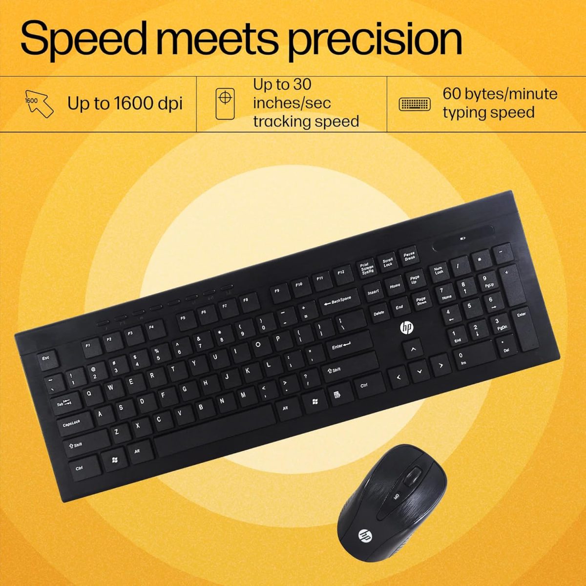 HP USB Wireless/Cordless Spill Resistance Keyboard and Mouse Combo/2.4G Wireless Technology with 10m Working Range (4SC12PA), Black — 6
