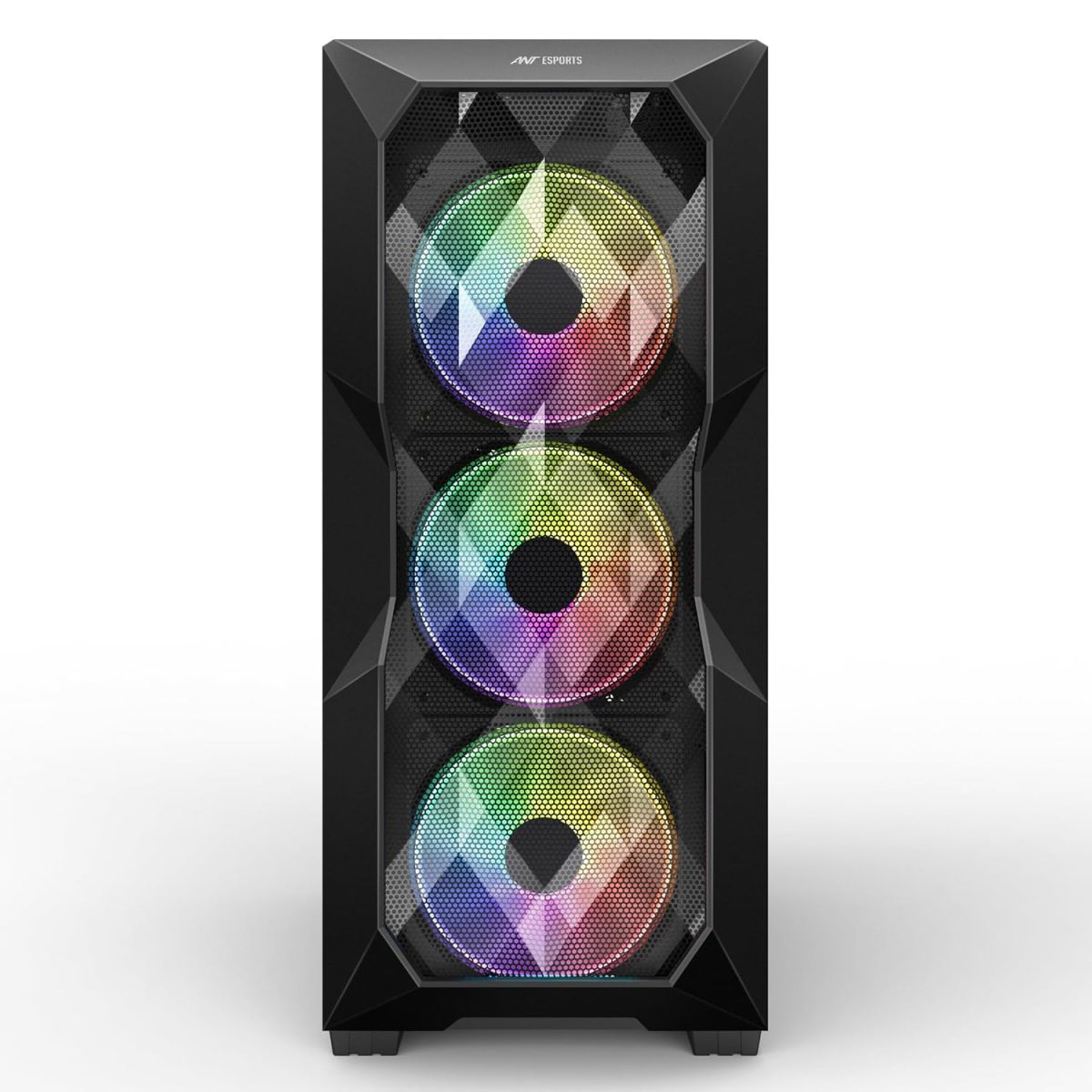 Ant Esports ICE- 300 Mesh Mid-Tower Computer Case/Gaming Cabinet - Black | Support ATX, Micro-ATX, Mini-ITX | Pre-Installed 3 Front Fans and 1 Rear Fan — 13