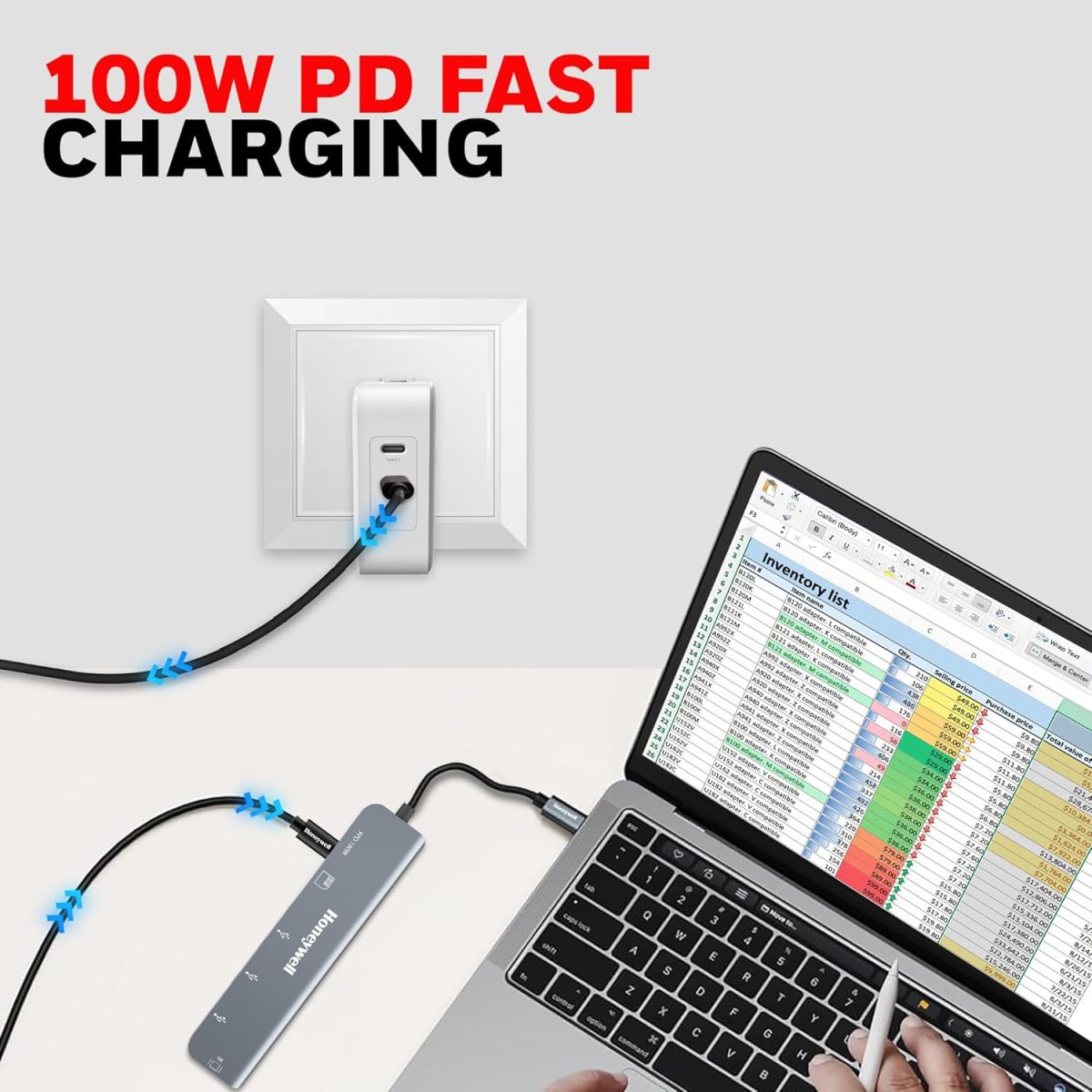 Honeywell 7-in-1 TypeC Docking Station with 4K HDMI,1xUSB 3.0, 2xUSB 2.0 & TypeC 3.0 PD 100W Charging Port, SD & Micro SD Slot,for All Type C Devices- MacBook,Laptop, Thunderbolt 3,PC,3 Years Warranty — 5