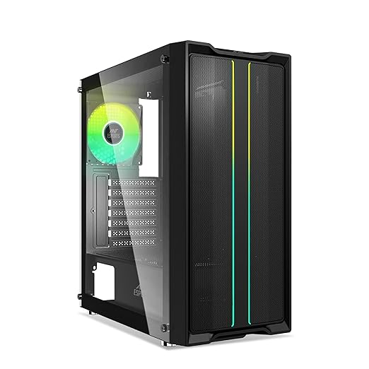 Ant Esports ICE- 112 Mid- Tower Computer Case/Gaming Cabinet - Black | Support ATX, Micro-ATX, ITX | Pre-Installed 3 Front Fans & 1 Rear Fan