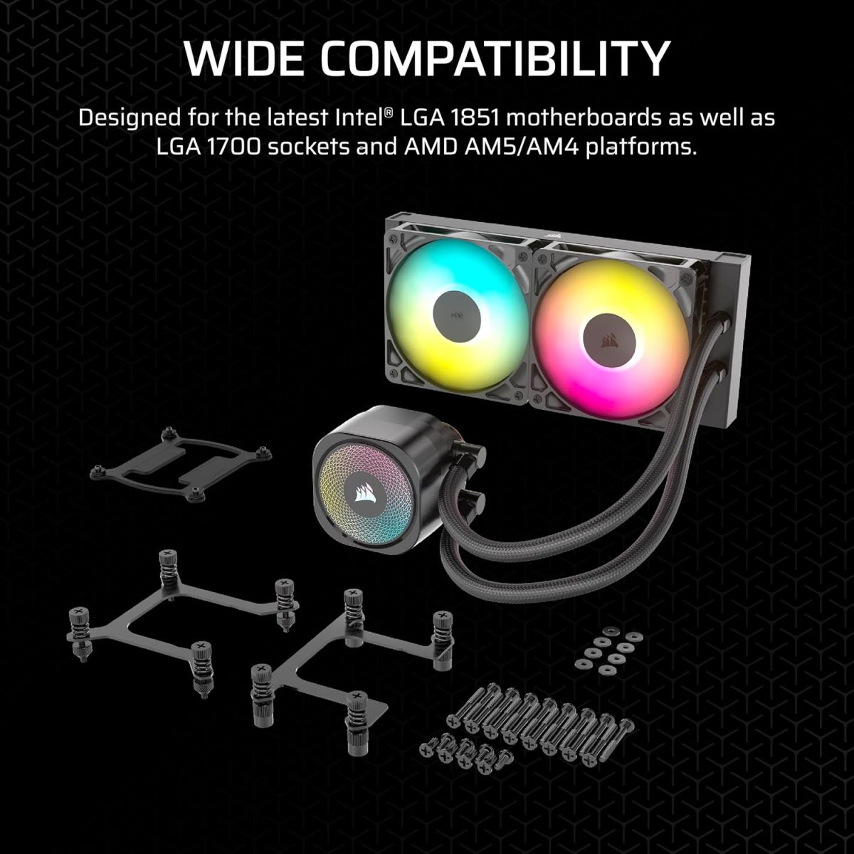 CORSAIR Nautilus 240 RS ARGB Liquid CPU Cooler – RS120 ARGB Fans – Fits Intel® LGA 1851, AMD® AM5/AM4 – Simple Daisy-Chain Connections - Direct Motherboard Connection - Black — 5