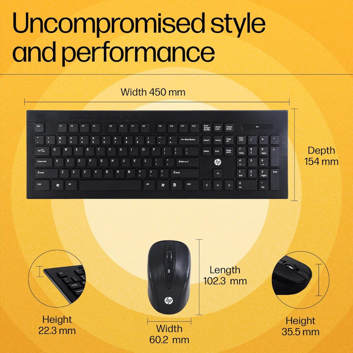 HP USB Wireless/Cordless Spill Resistance Keyboard and Mouse Combo/2.4G Wireless Technology with 10m Working Range (4SC12PA), Black — 5