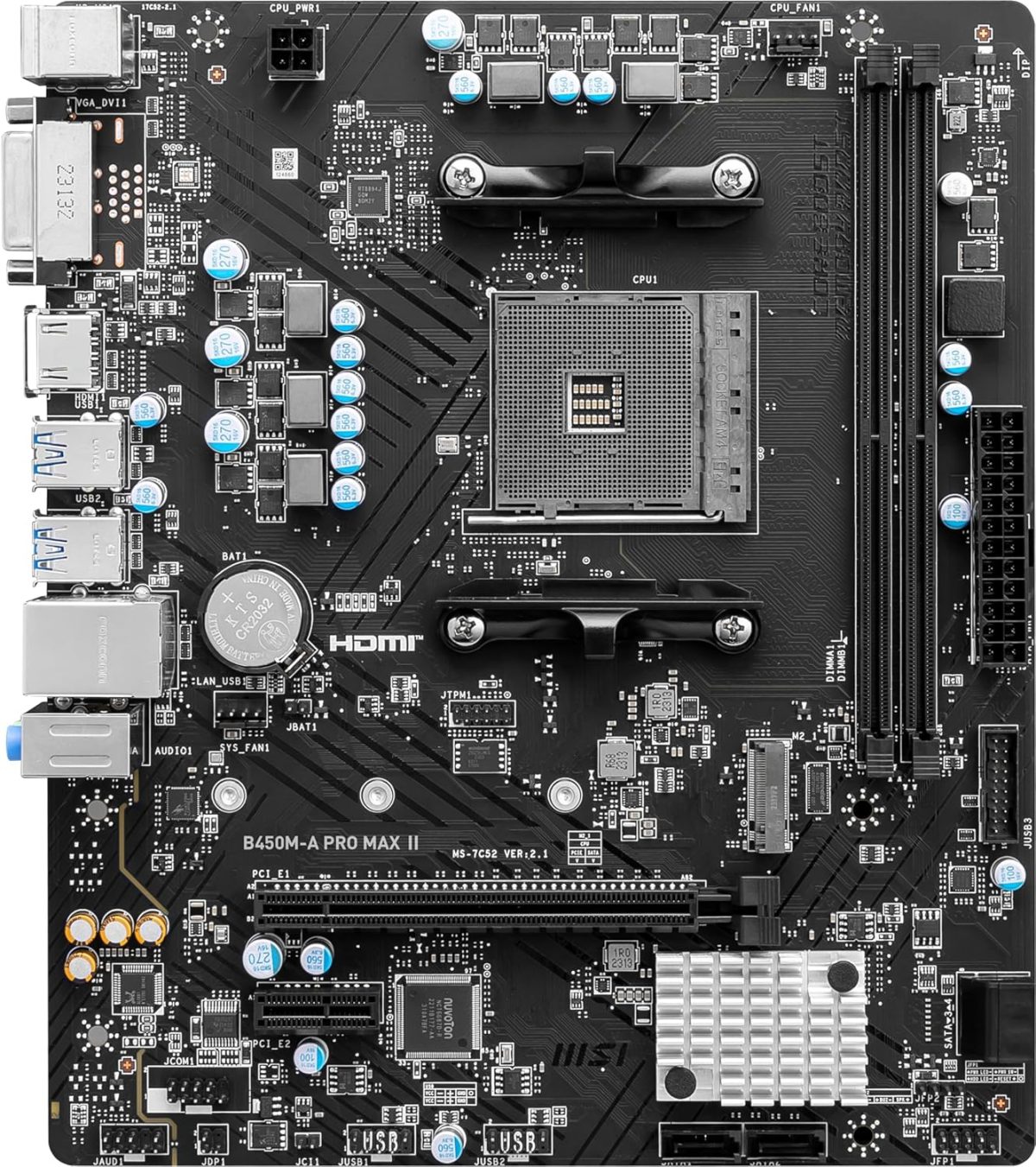 MSI B450M-A PRO MAX II Motherboard, Micro-ATX, AM4 DDR4 USB 3.2 Gen 1 HDMI — 5