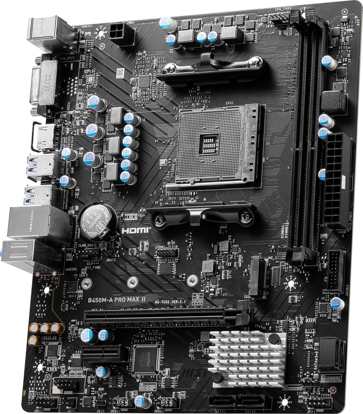 MSI B450M-A PRO MAX II Motherboard, Micro-ATX, AM4 DDR4 USB 3.2 Gen 1 HDMI — 6