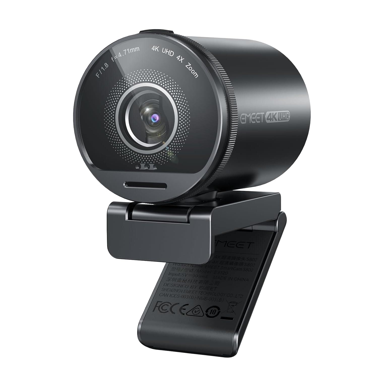 eMeet S800-4K Webcam for Streaming, Sony 1/2'' Sensor, Supports HDR, PDAF&TOF Dual-autofocus, 1080P@60fps, 2 Noise-Cancelling Mics, 40°-73° FOV, Perfect for Live Streaming&Online Meetings