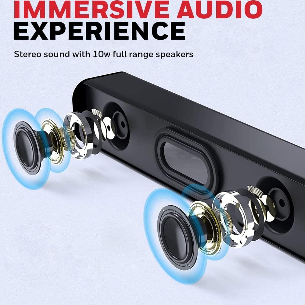 Honeywell Moxie V500 10W Portable USB Wired Soundbar, Speaker for PC,Desktop and Laptop with Volume Control and 3.5 mm AUX,2.0 Channel,52mmX2 Drivers,Plug &Play,2 Yrs Maufacuturer Warranty - Image 2