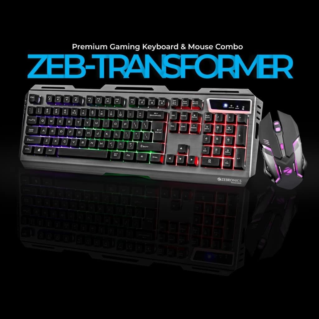 Zebronics Transformer Gaming Keyboard and Mouse Combo,Braided Cable,Durable Al body,Multimedia keys and Gaming Mouse with 6 Buttons, Multi-Color LED Lights, High-Resolution Sensor with 3200 DPI(Black) - Image 4