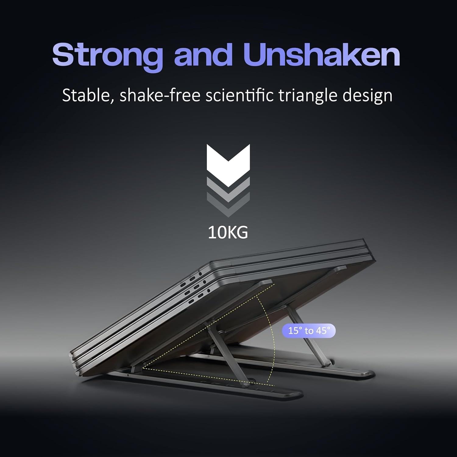 Tygot 6 Angles Adjustable Aluminum Ergonomic Foldable Portable Tabletop Laptop/Desktop Riser Stand Holder Compatible for MacBook, HP, Dell, Lenovo & All Other Notebook (Grey) - Image 6