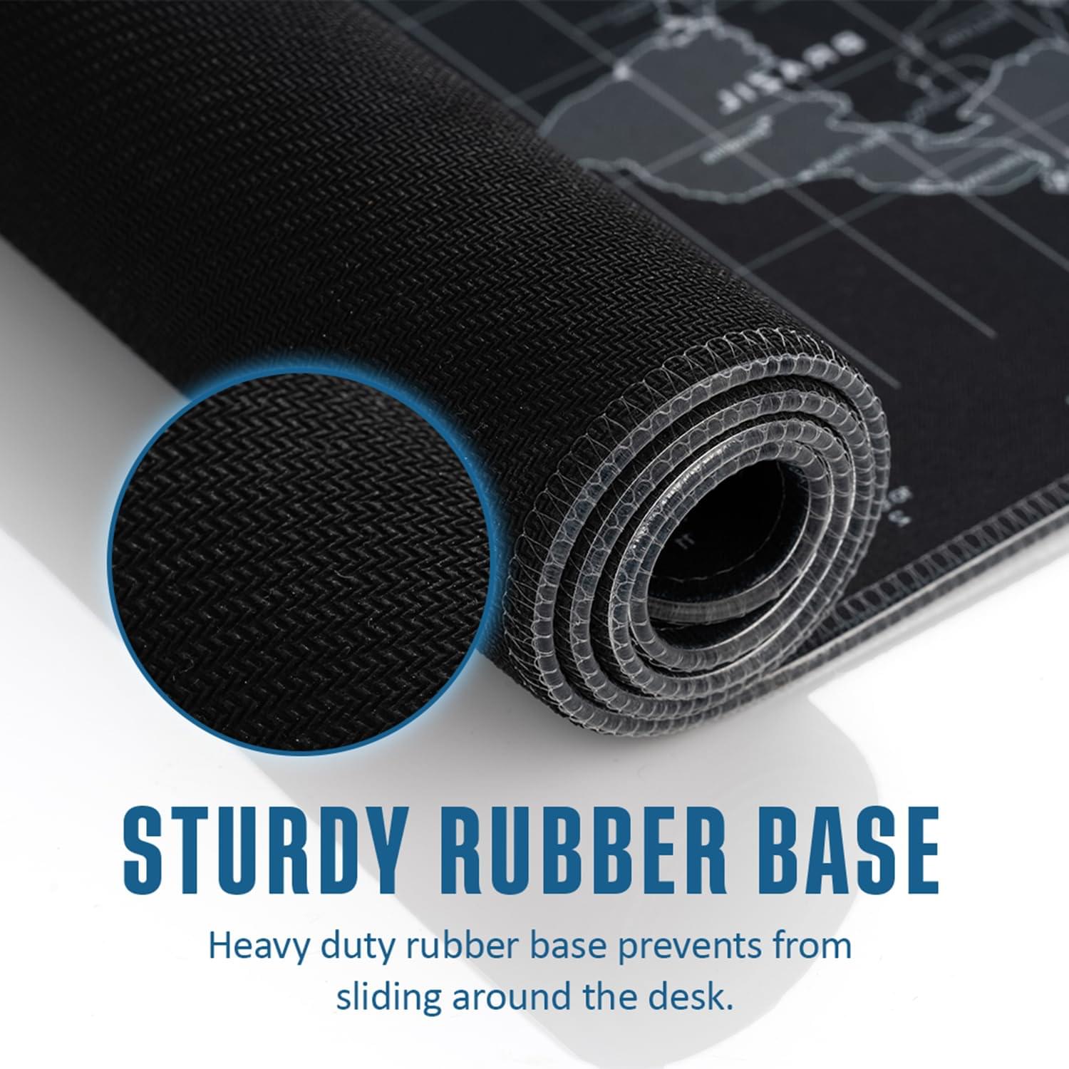 NOVERA (LABEL) RGB Light World Map Anti-Slip Extended Desk Mat Gaming Rubber Stitched Mouse Pad for Laptop and Computer, 800L x 300B mm (Black) - Image 4