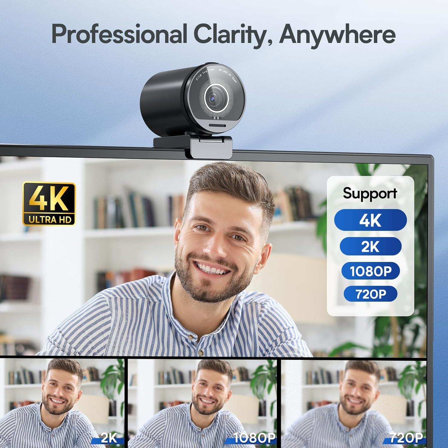 eMeet S800-4K Webcam for Streaming, Sony 1/2'' Sensor, Supports HDR, PDAF&TOF Dual-autofocus, 1080P@60fps, 2 Noise-Cancelling Mics, 40°-73° FOV, Perfect for Live Streaming&Online Meetings - Image 8